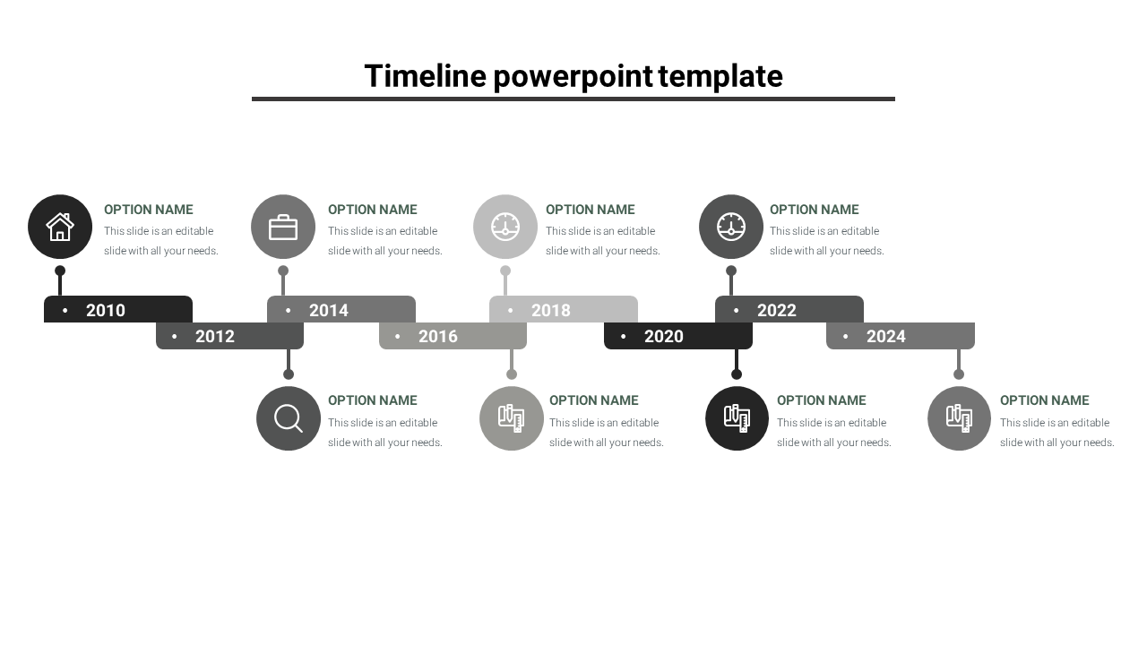 Free - Best Timeline PowerPoint Template Presentation Slide